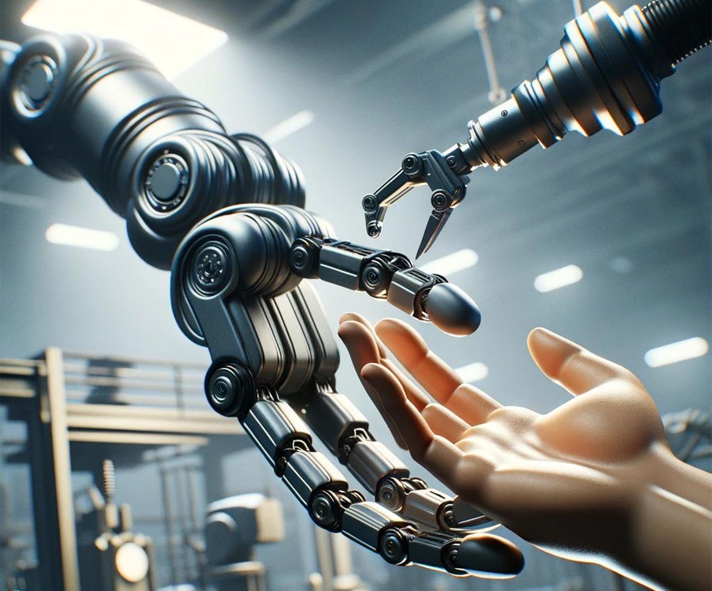 Robot Hand with Person's Hand